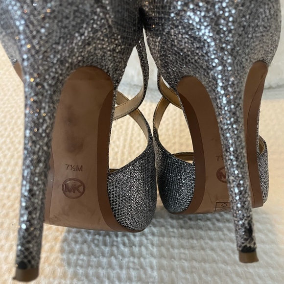 Michael Kors Gray Metallic Strappy Heels - Picture 5 of 5